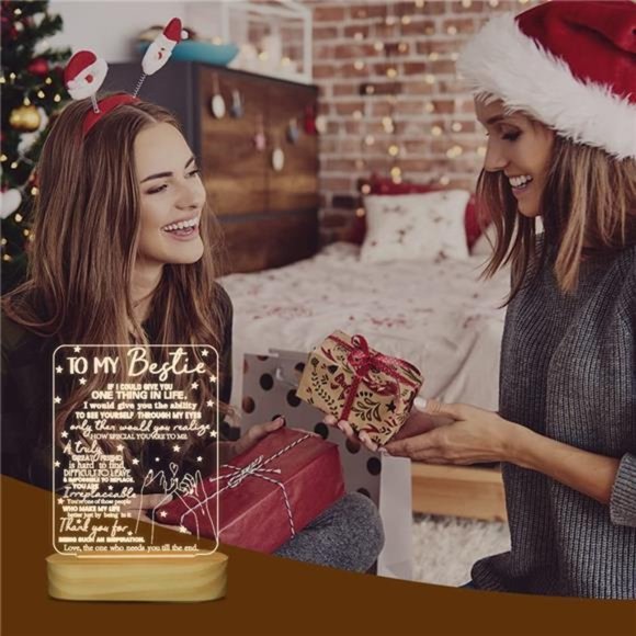 My Bestie Gifts,3D Illusion Lamp I Love You Friends Night Light for Best Friend - Picture 2 of 6